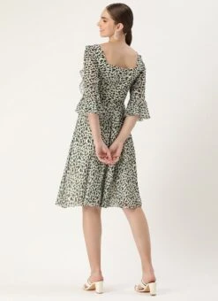 Cream Georgette Digital Printed Dress Party Wear -Indo Clothing Shop Cream Georgette Digital Printed Dress DRBS02209615 b