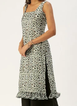 Cream N Black Georgette Digital Print Kurta Set After Six Wear