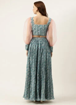 Skirt From Cream N Blue Printed Chinon Skirt Set After Six Wear 11 Skirt From Cream N Blue Printed Chinon Skirt Set After Six Wear -Indo Clothing Shop Cream N Blue Printed Chinon Skirt Set IWBS02301022 b