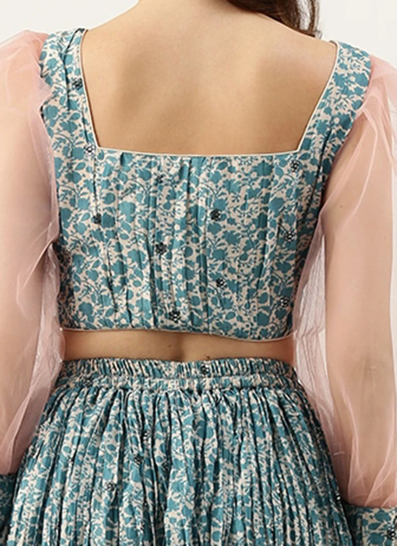 Skirt From Cream N Blue Printed Chinon Skirt Set After Six Wear 7 Skirt From Cream N Blue Printed Chinon Skirt Set After Six Wear - Image 7