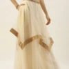 Cream Net N Beige Handkerchief Skirt Festive Wear