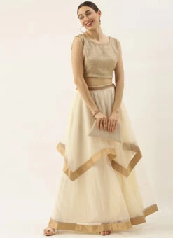 Cream Net N Beige Handkerchief Skirt Festive Wear 8 Cream Net N Beige Handkerchief Skirt Festive Wear -Indo Clothing Shop Cream Net N Beige Handkerchief Skirt WBBS02012685 u