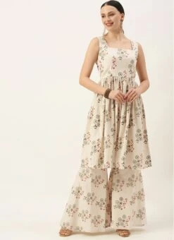 Cream Printed Kurta N Gharara Set Festive Wear -Indo Clothing Shop Cream Printed Kurta N Gharara Set KSBS02108665 u