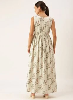 Cream Silk Cotton Ankle Length Dress After Six Wear 11 Cream Silk Cotton Ankle Length Dress After Six Wear -Indo Clothing Shop Cream Silk Cotton Ankle Length Dress DRBS02108680 b