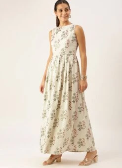 Cream Silk Cotton Ankle Length Dress After Six Wear 10 Cream Silk Cotton Ankle Length Dress After Six Wear -Indo Clothing Shop Cream Silk Cotton Ankle Length Dress DRBS02108680 u