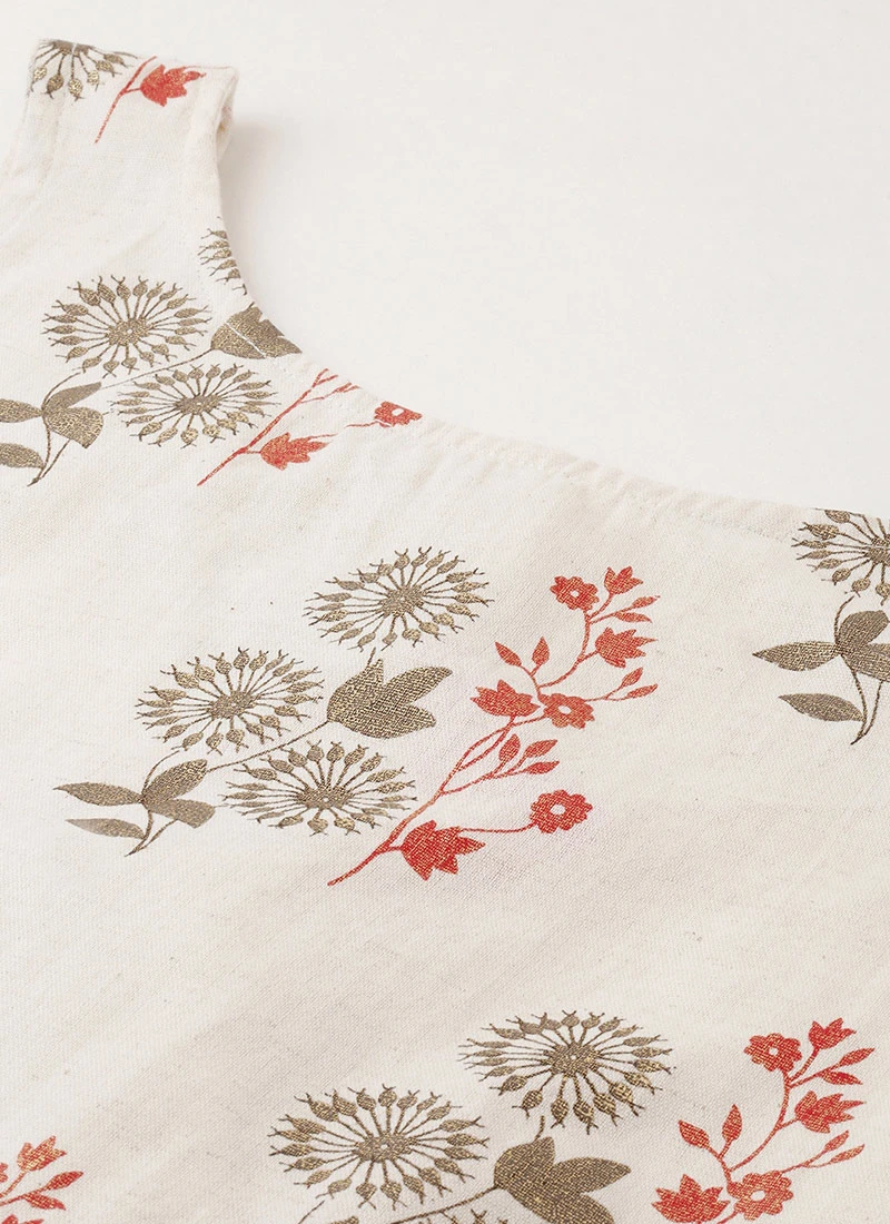 Cream Silk Cotton Sleeveless Palazzo Suit Party Wear 5 Cream Silk Cotton Sleeveless Palazzo Suit Party Wear - Image 5