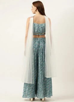 Dupatta From Cream And Blue Printed N Embroidered Set After Six Wear 11 Dupatta From Cream And Blue Printed N Embroidered Set After Six Wear -Indo Clothing Shop Cream and Blue Printed N Embroidered Set IWBS02301010 b