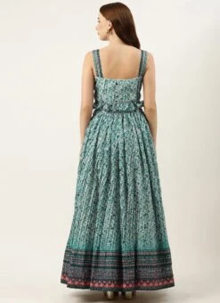 Skirt From Cream And Blue Printed N Embroidered Skirt Set After Six Wear -Indo Clothing Shop Cream and Blue Printed N Embroidered Skirt Set IWBS02301062 b