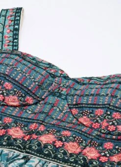 Skirt From Cream And Blue Printed N Embroidered Skirt Set After Six Wear -Indo Clothing Shop Cream and Blue Printed N Embroidered Skirt Set IWBS02301062 rrc1