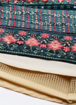 Skirt From Cream And Blue Printed N Embroidered Skirt Set After Six Wear -Indo Clothing Shop Cream and Blue Printed N Embroidered Skirt Set IWBS02301062 rrc4