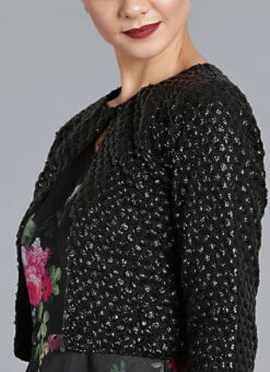 Black Digital Printed Gown With Jacket Party Wear -Indo Clothing Shop Custom Made Black Digital Printed Gown with Jacket IWBS1809086 rrc1