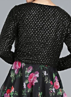 Black Digital Printed Gown With Jacket Party Wear -Indo Clothing Shop Custom Made Black Digital Printed Gown with Jacket IWBS1809086 rrc2