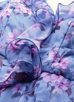 Blue Digital Print V Neck Gown After Six Wear -Indo Clothing Shop Custom Made Blue Digital Print V Neck Gown IWBS01907078 rrc1