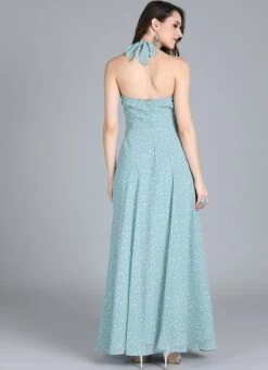 Blue Halter Neck Georgette Gown After Six Wear 11 Blue Halter Neck Georgette Gown After Six Wear -Indo Clothing Shop Custom Made Blue Halter Neck Georgette Gown IWBS01908551RTW b