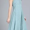 Blue Halter Neck Georgette Gown After Six Wear