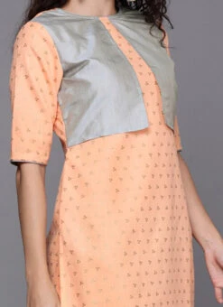 Peach Jacket Style Top And Bottom Festive Wear