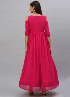 Pink Embroidred Boat Neck Gown Party Wear 10 Pink Embroidred Boat Neck Gown Party Wear -Indo Clothing Shop Custom Made Pink Embroidred Boat Neck Gown IWBV01906240 b