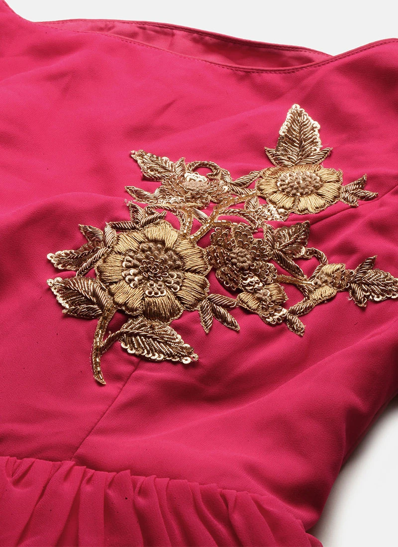 Pink Embroidred Boat Neck Gown Party Wear 6 Pink Embroidred Boat Neck Gown Party Wear - Image 6