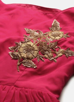 Pink Embroidred Boat Neck Gown Party Wear 11 Pink Embroidred Boat Neck Gown Party Wear -Indo Clothing Shop Custom Made Pink Embroidred Boat Neck Gown IWBV01906240 rrc1