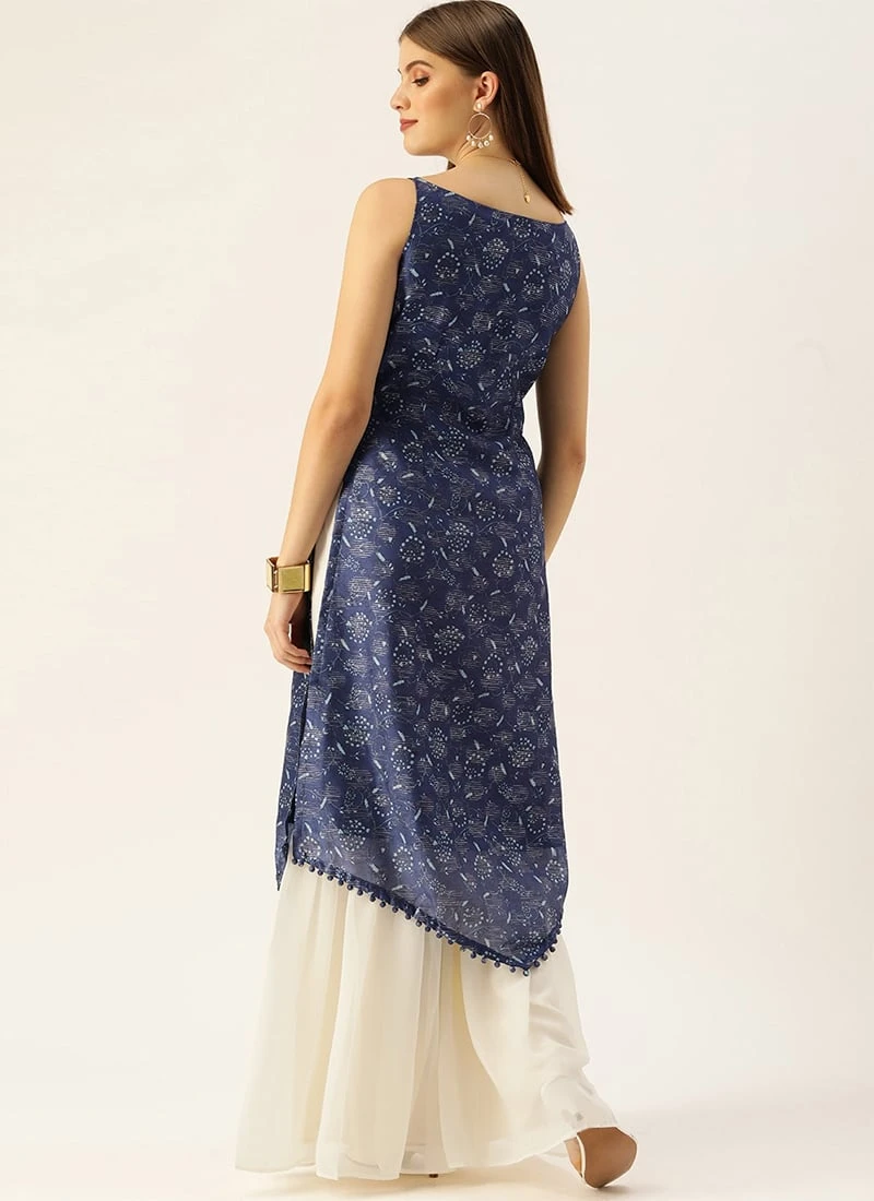 Dark Blue And Off White Kurta Gharara Set After Six Wear Festive Wear 4 Dark Blue And Off White Kurta Gharara Set After Six Wear Festive Wear - Image 4