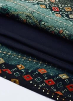 Dark Blue Printed Handkerchief Style Dress Festive Wear -Indo Clothing Shop Dark Blue Printed Handkerchief Style Dress DRBS02110944 rrc1