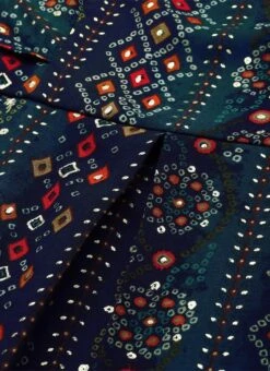 Dark Blue Printed Viscose Dress After Six Wear -Indo Clothing Shop Dark Blue Printed Viscose Dress DRBS02110828 rrc1