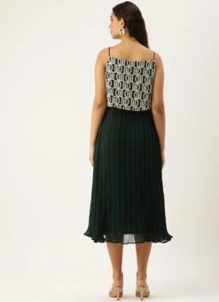 Dark Green Embroidered Georgette Dress Festive Wear After Six Wear -Indo Clothing Shop Dark Green Embroidered Georgette Dress DRBS02210919 b 1