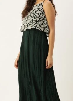 Dark Green Embroidered Georgette Dress After Six Wear