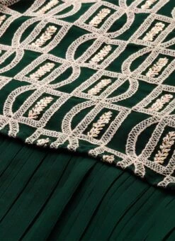 Dark Green Embroidered Georgette Dress After Six Wear -Indo Clothing Shop Dark Green Embroidered Georgette Dress DRBS02210919 rrc1