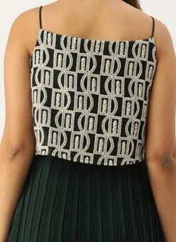 Dark Green Embroidered Georgette Dress After Six Wear -Indo Clothing Shop Dark Green Embroidered Georgette Dress DRBS02210919 rrc2