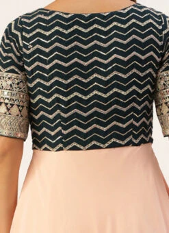 Dark Green Georgette Embroidered N Peach Gown Festive Wear -Indo Clothing Shop Dark Green Georgette Embroidered N Peach Gown IWBS02301763 rrc2