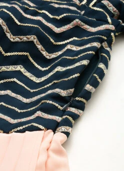 Dark Green Georgette Embroidered N Peach Gown Festive Wear -Indo Clothing Shop Dark Green Georgette Embroidered N Peach Gown IWBS02301763 rrc3