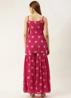 Bottom From Dark Pink Georgette Embroidered Gharara Set After Six Wear -Indo Clothing Shop Dark Pink Georgette Embroidered Gharara Set IWBS02301145 b 1