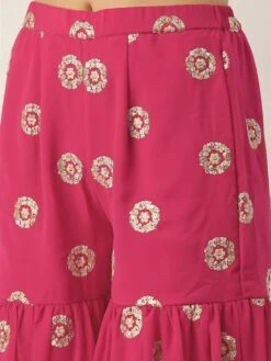 Bottom From Dark Pink Georgette Embroidered Gharara Set After Six Wear -Indo Clothing Shop Dark Pink Georgette Embroidered Gharara Set IWBS02301145 rrc2 1