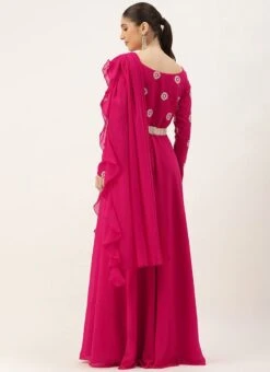 Dupatta From Dark Pink Georgette Embroidered Gown After Six Wear 11 Dupatta From Dark Pink Georgette Embroidered Gown After Six Wear -Indo Clothing Shop Dark Pink Georgette Embroidered Gown IWBS02304096 b