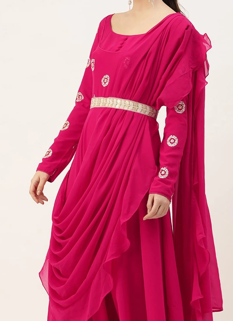 Dupatta From Dark Pink Georgette Embroidered Gown After Six Wear 1 Dupatta From Dark Pink Georgette Embroidered Gown After Six Wear