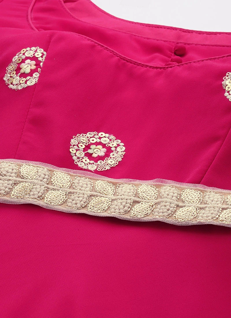 Dupatta From Dark Pink Georgette Embroidered Gown After Six Wear 5 Dupatta From Dark Pink Georgette Embroidered Gown After Six Wear - Image 5