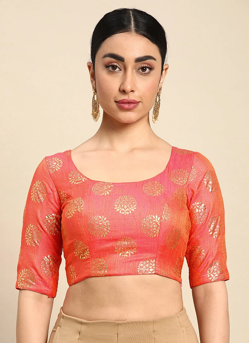 Dull Pink Art Silk Blouse Festive Wear 3 Dull Pink Art Silk Blouse Festive Wear - Image 3