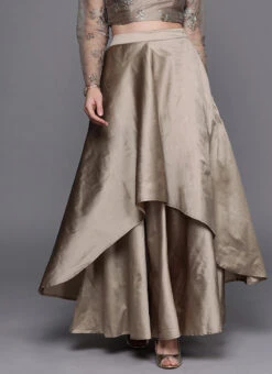 Dusty Gold Taffeta Skirt Festive Wear 10 Dusty Gold Taffeta Skirt Festive Wear -Indo Clothing Shop Dusty Gold Taffeta Skirt WBBS02307549 u