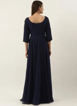 Embroidered Navy Blue Georgette Gown Festive Wear 11 Embroidered Navy Blue Georgette Gown Festive Wear -Indo Clothing Shop Embroidered Navy Blue Georgette Gown IWBS02201271 b
