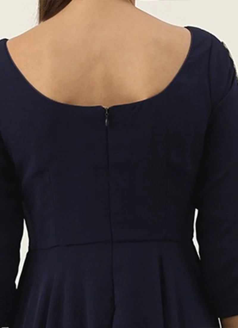 Embroidered Navy Blue Georgette Gown Festive Wear 6 Embroidered Navy Blue Georgette Gown Festive Wear - Image 6