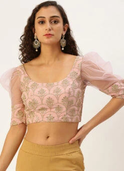 Embroidered Pink Organza Round Neck Style Blouse Party Wear 10 Embroidered Pink Organza Round Neck Style Blouse Party Wear -Indo Clothing Shop Embroidered Pink Organza Round Neck Style Blouse BLBS02305209 u
