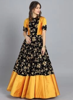 Ethnovog Multicolored Embroidered Gown Party Wear -Indo Clothing Shop EthnoVogue Customised Multicolored Embroidered Gown IWBS01901252 u