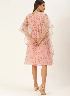 Floral Printed Organza Kaftan Dress After Six Wear Party Wear -Indo Clothing Shop Floral Printed Organza Kaftan Dress DRBS02110875 b