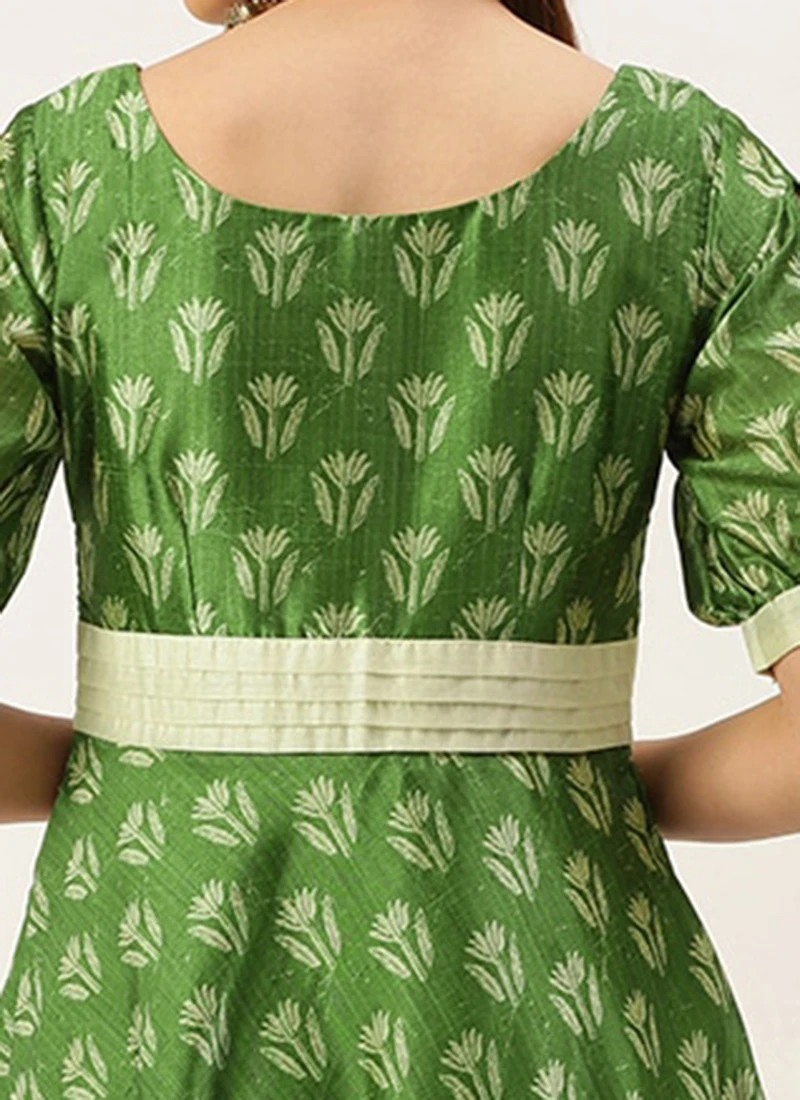 Green Art Silk Digital Printed Dress Festive Wear 6 Green Art Silk Digital Printed Dress Festive Wear - Image 6