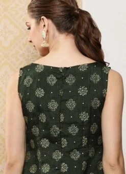 Green Art Silk Foil Print Dress After Six Wear -Indo Clothing Shop Green Art Silk Foil Print Dress DRBS02301118 rrc2