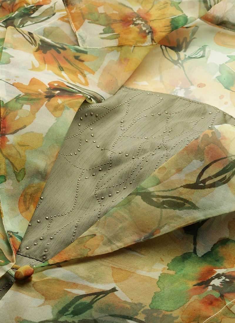 Green Art Silk Jumpsuit N Yellow Organza Jacket After Six Wear 5 Green Art Silk Jumpsuit N Yellow Organza Jacket After Six Wear - Image 5