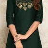 Green Art Silk Kurta Palazzo Set Work Wear