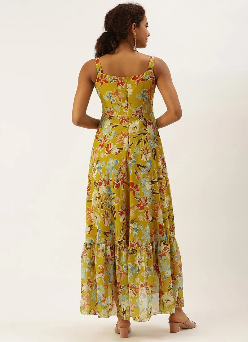 Green Asymmetric Gathered Gown Party Wear 4 Green Asymmetric Gathered Gown Party Wear - Image 4