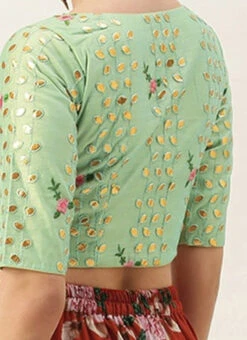 Green Chanderi Embroidered Blouse Festive Wear -Indo Clothing Shop Green Chanderi Embroidered Blouse BLBS02305275 rrc2